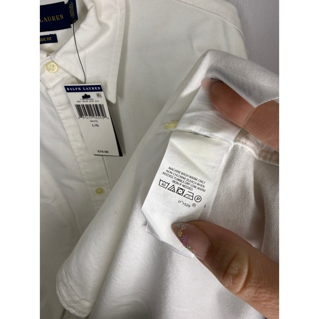 Ralph Lauren Ivory Oxford Button-Down Dress Shirt Size Large New!