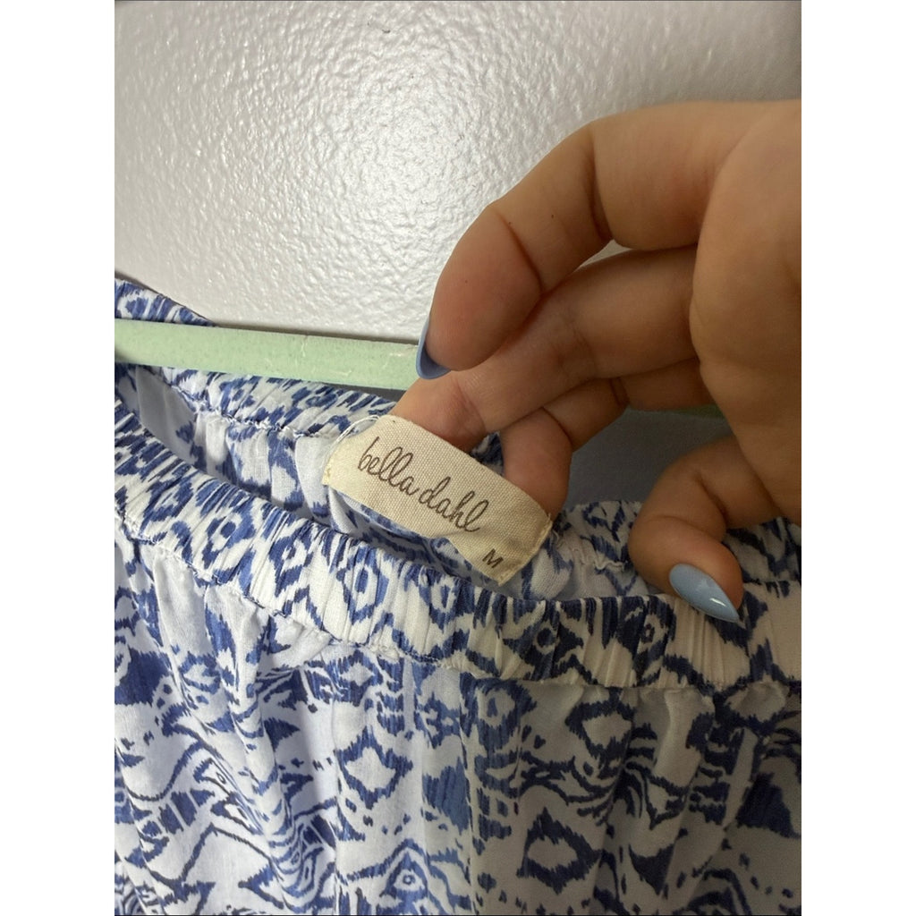 Bella Dahl Blue & White Off-Shoulder Printed Blouse Size Medium