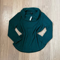 NWT Talbots Green Waffle Knit Cowl Neck Long Sleeve Top Size 1XL Petite