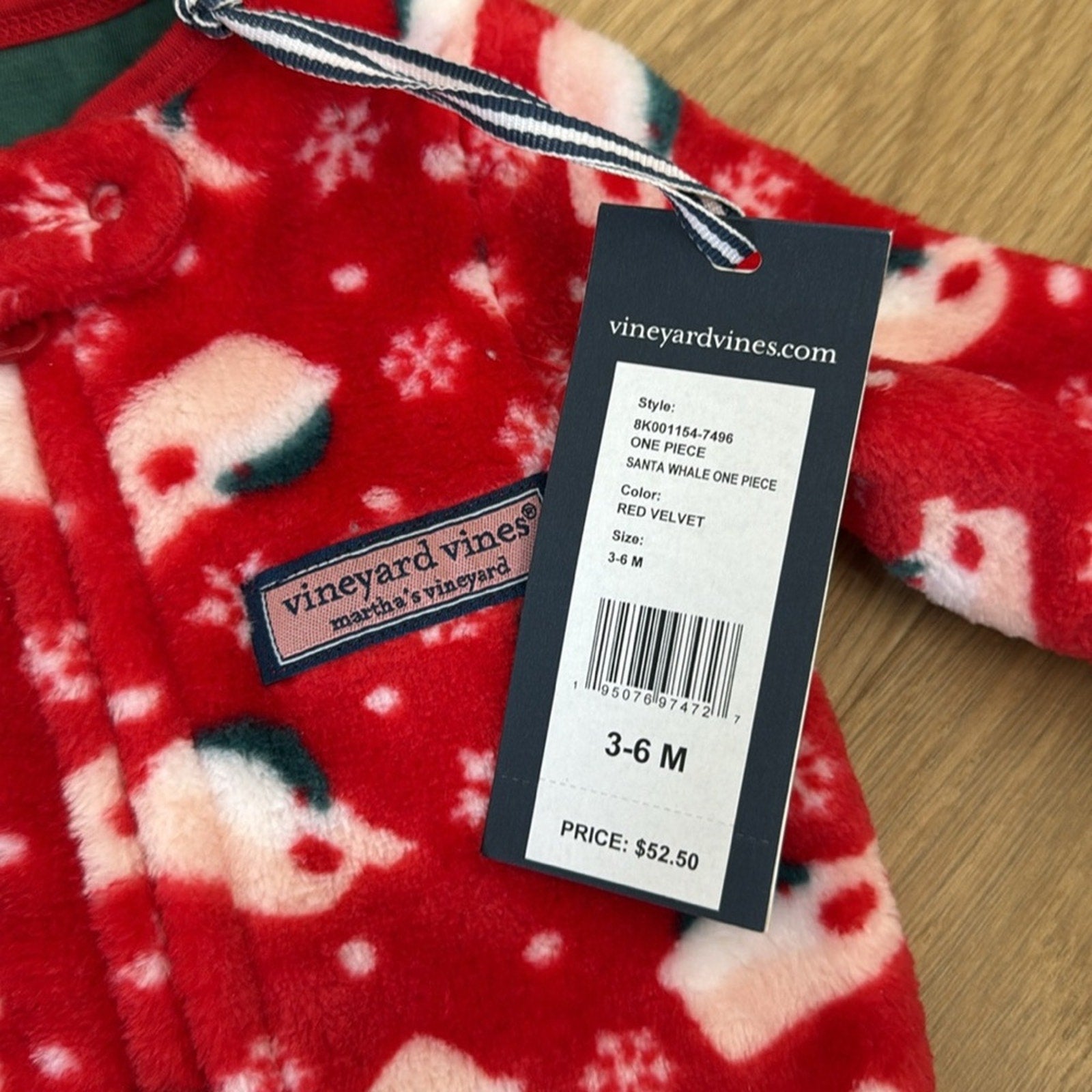 Vineyard Vines Red Kids Christmas One Piece Pajamas Size 3-6 Months NEW!