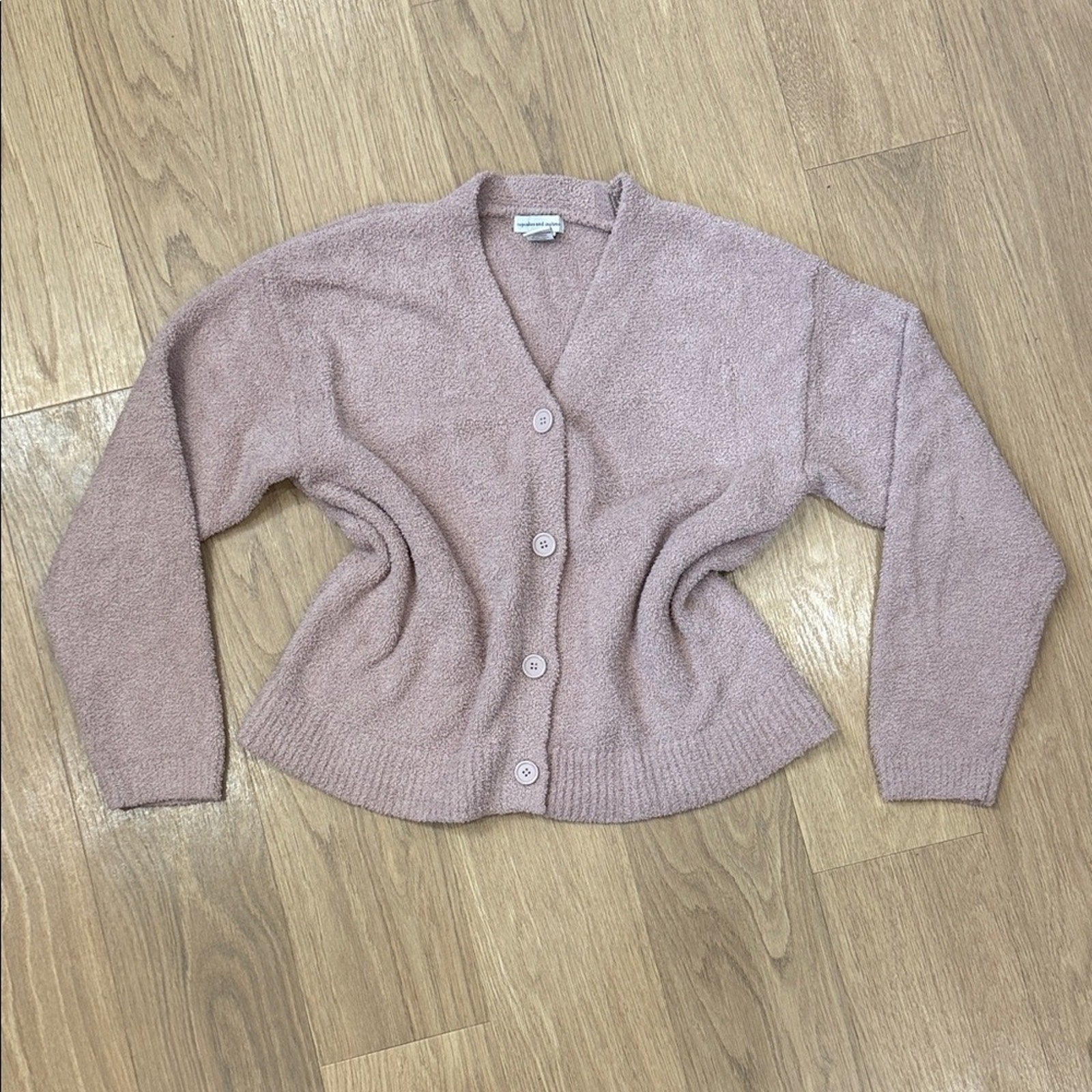 cupcakes & cashmere Dusty Pink Cardigan Size Large