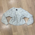 Lumiere Cream Gold Black Knit Fuzzy V Neck Sweater Size Large
