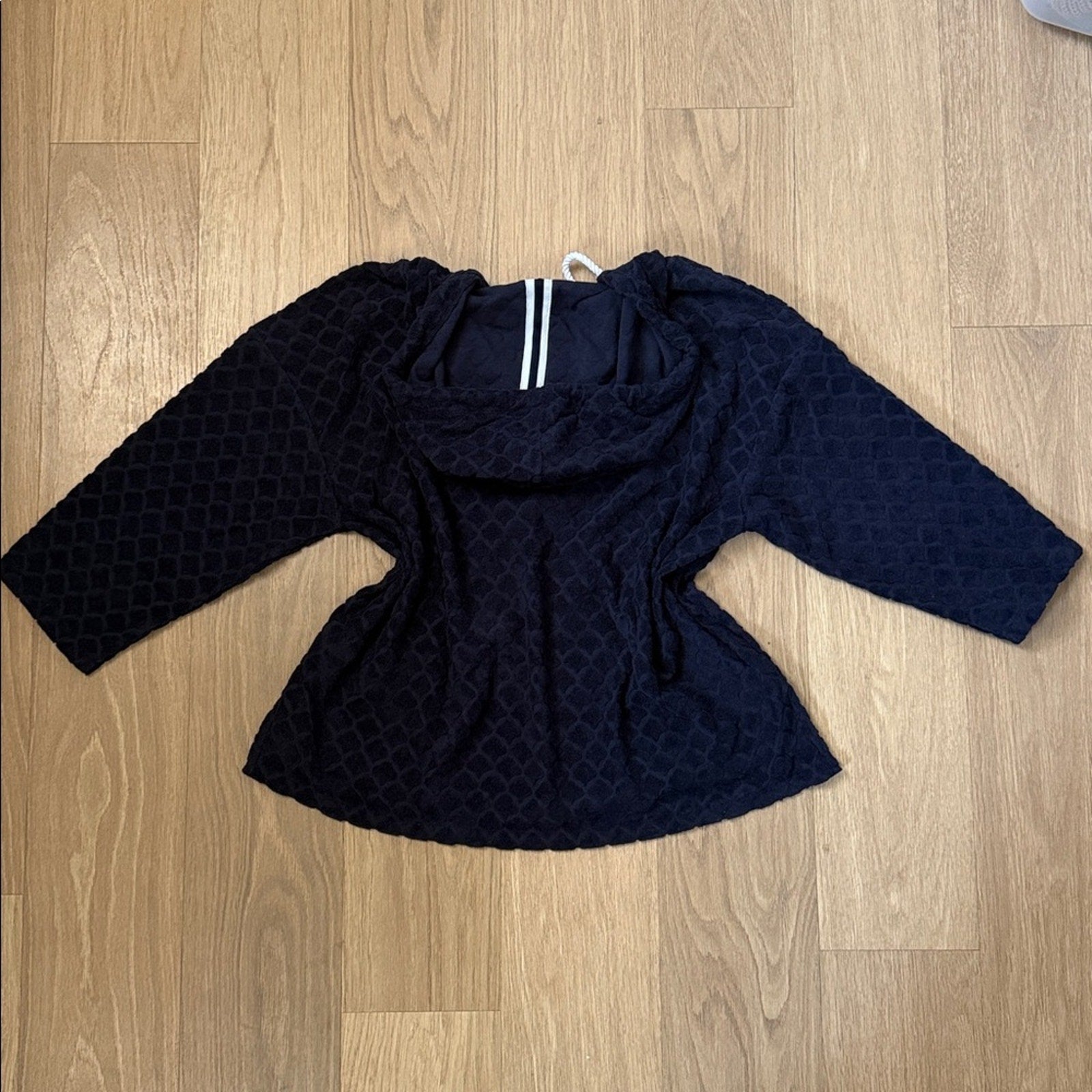 NEW Talbots Navy Terricloth Textured Hooded Top Size 1X Petite