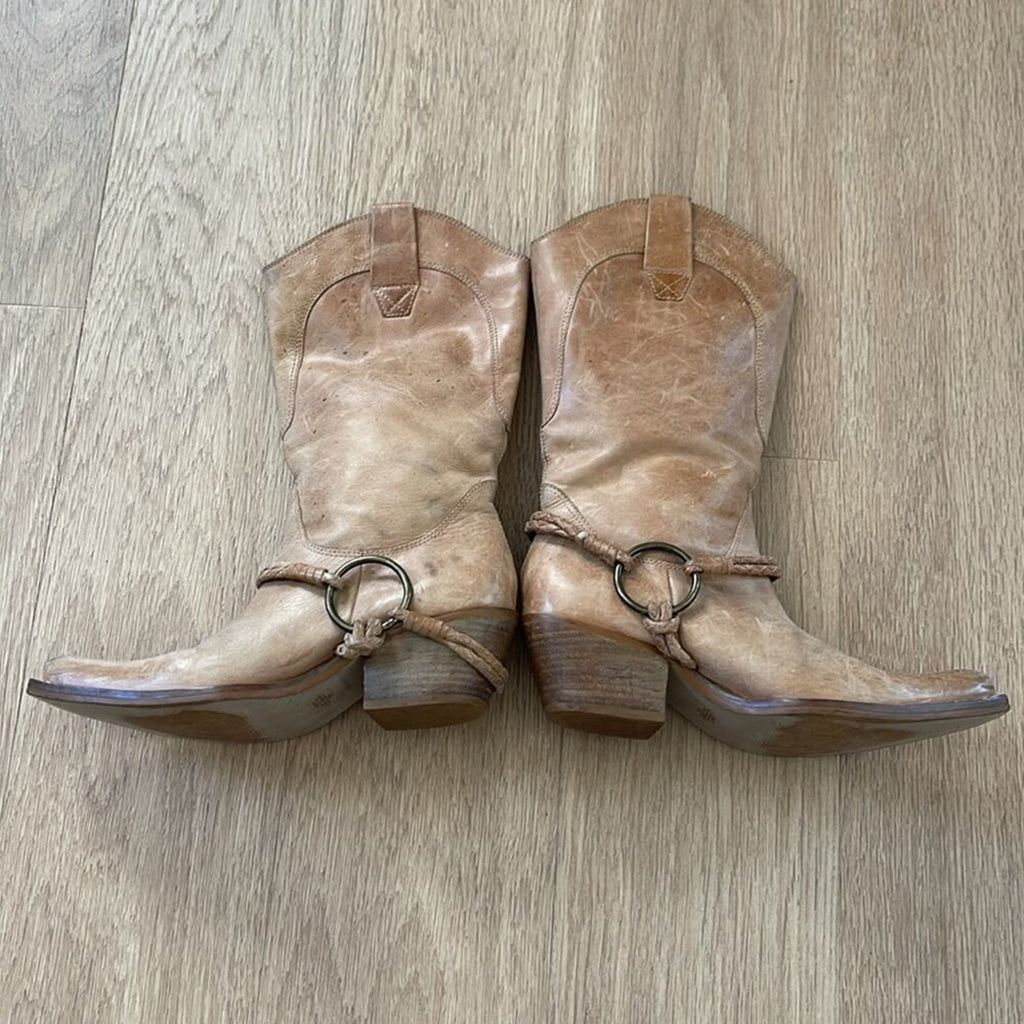 Penny Loves Kenny Lariat Women's Western Distressed Tan Leather Boots Size 6
