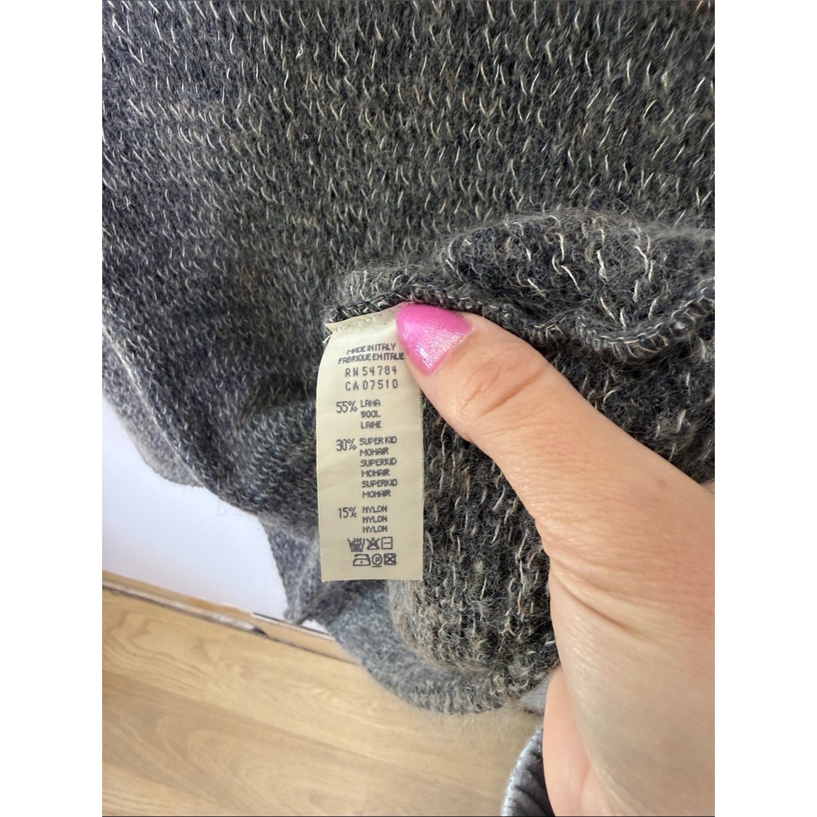 Giorgio Armani Heathered Charcoal Mock Neck Sweater Wool Blend Size 12