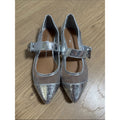 Report Metallic Silver Pointed Mary Jane Flats Size 7
