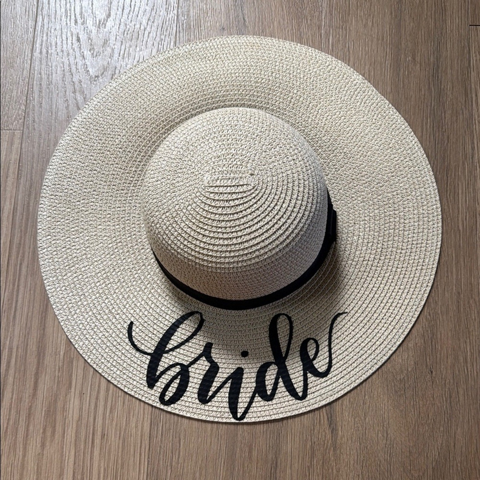 Bride Straw Sun Hat Tan and Black