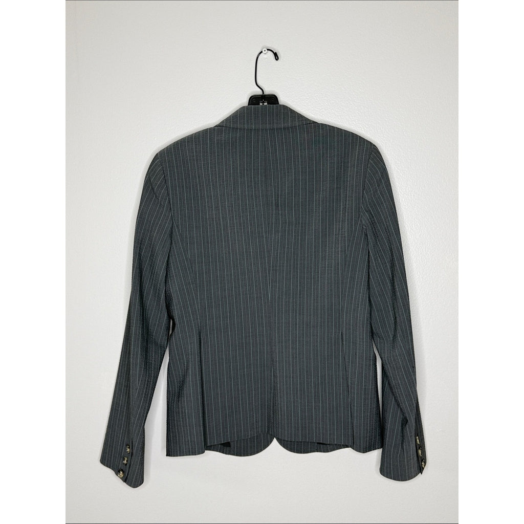 Theory Gray Textured Pinstripe Blazer Size 8