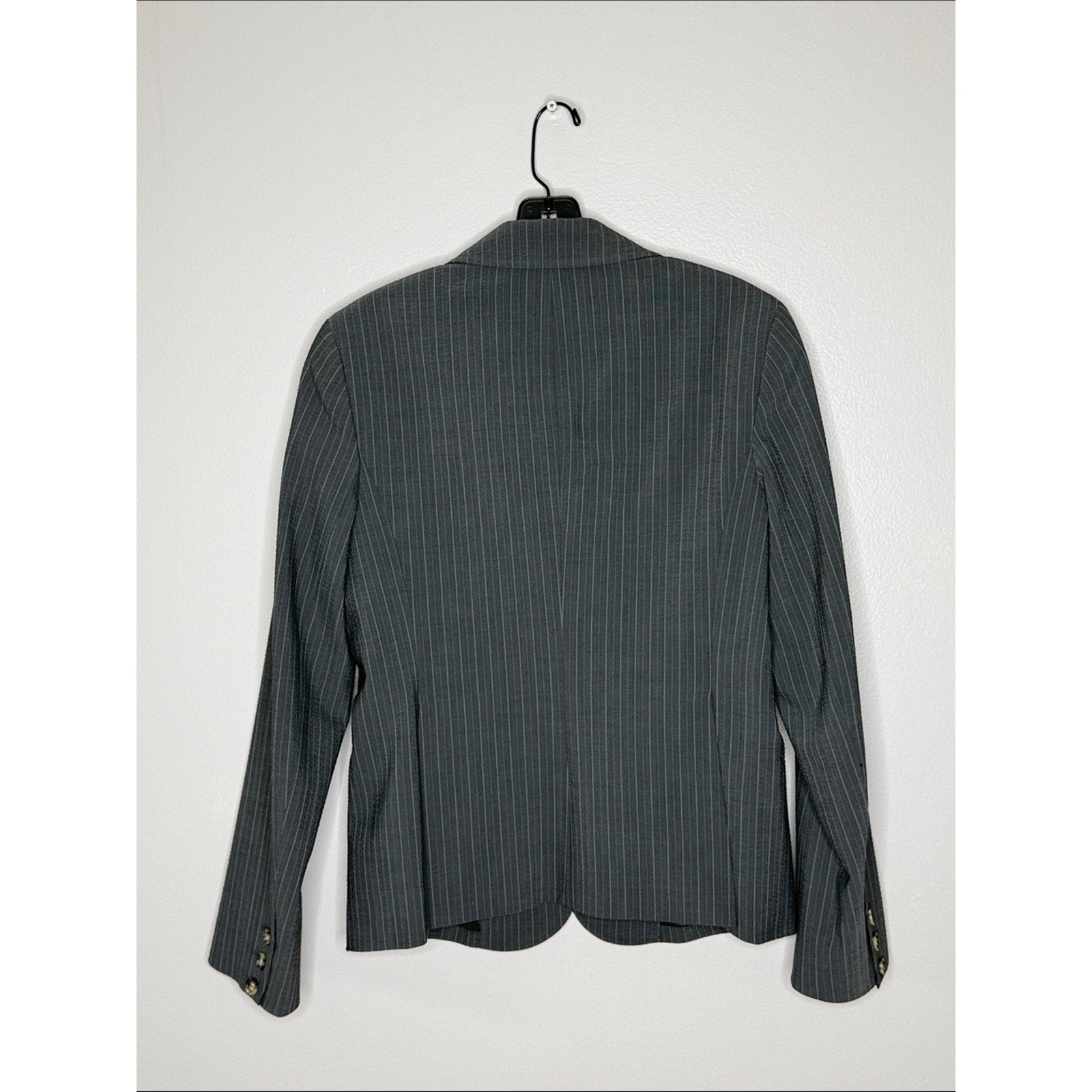Theory Gray Textured Pinstripe Blazer Size 8