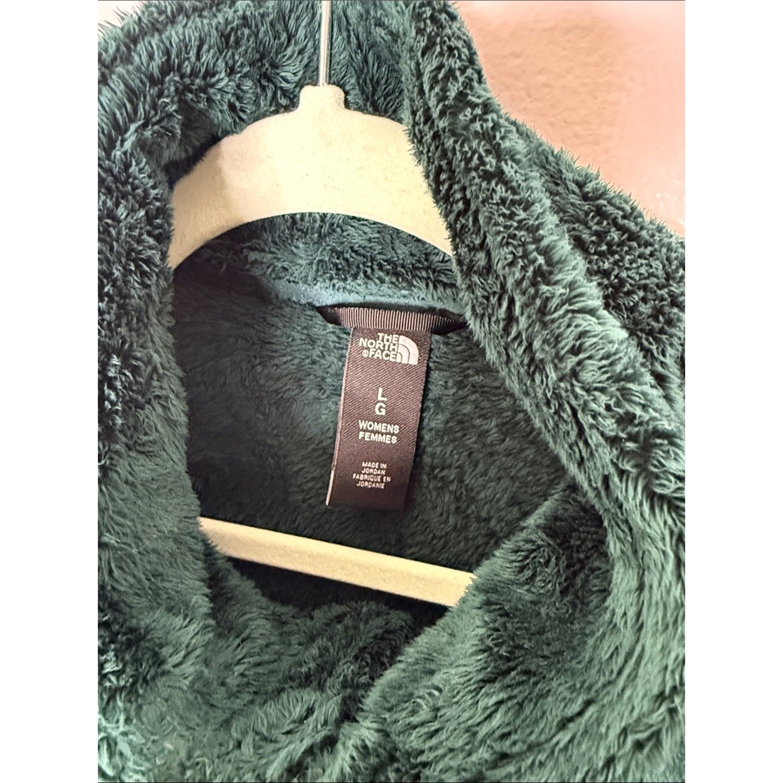 The North Face Dark Green Plush Full-Zip Fleece Jacket Size Large