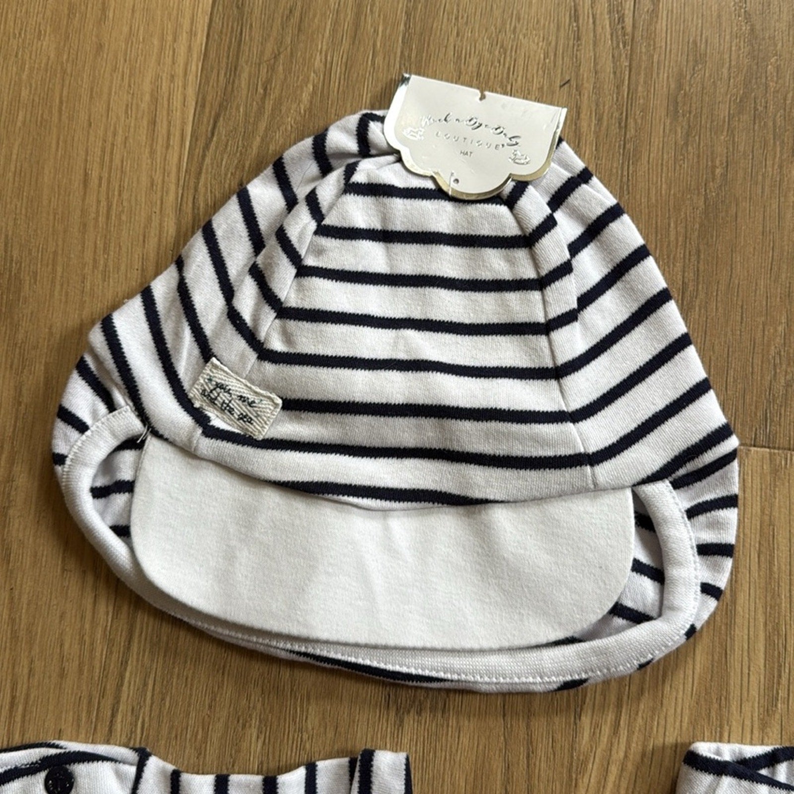 Rock A Bye Baby Boutique Striped Kids 3 Piece Outfit Set - Black and White 3-6M