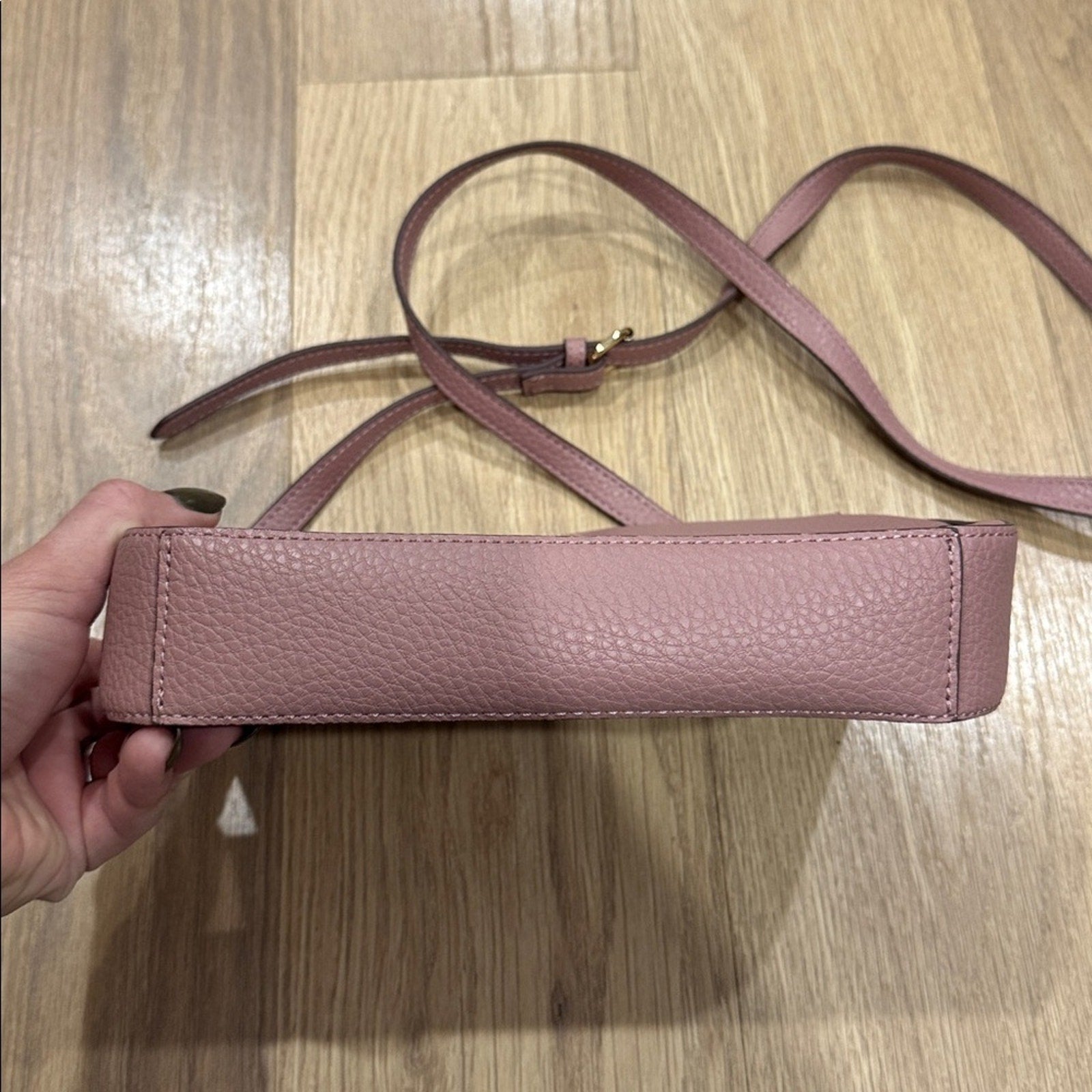 Anne Klein Textured Dome Crossbody Bag in a Mauve / Pink