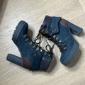 SEE BY CHLOE Black and Brown Suede and Leather Heeled Lace Up Boots Size 6 / 36