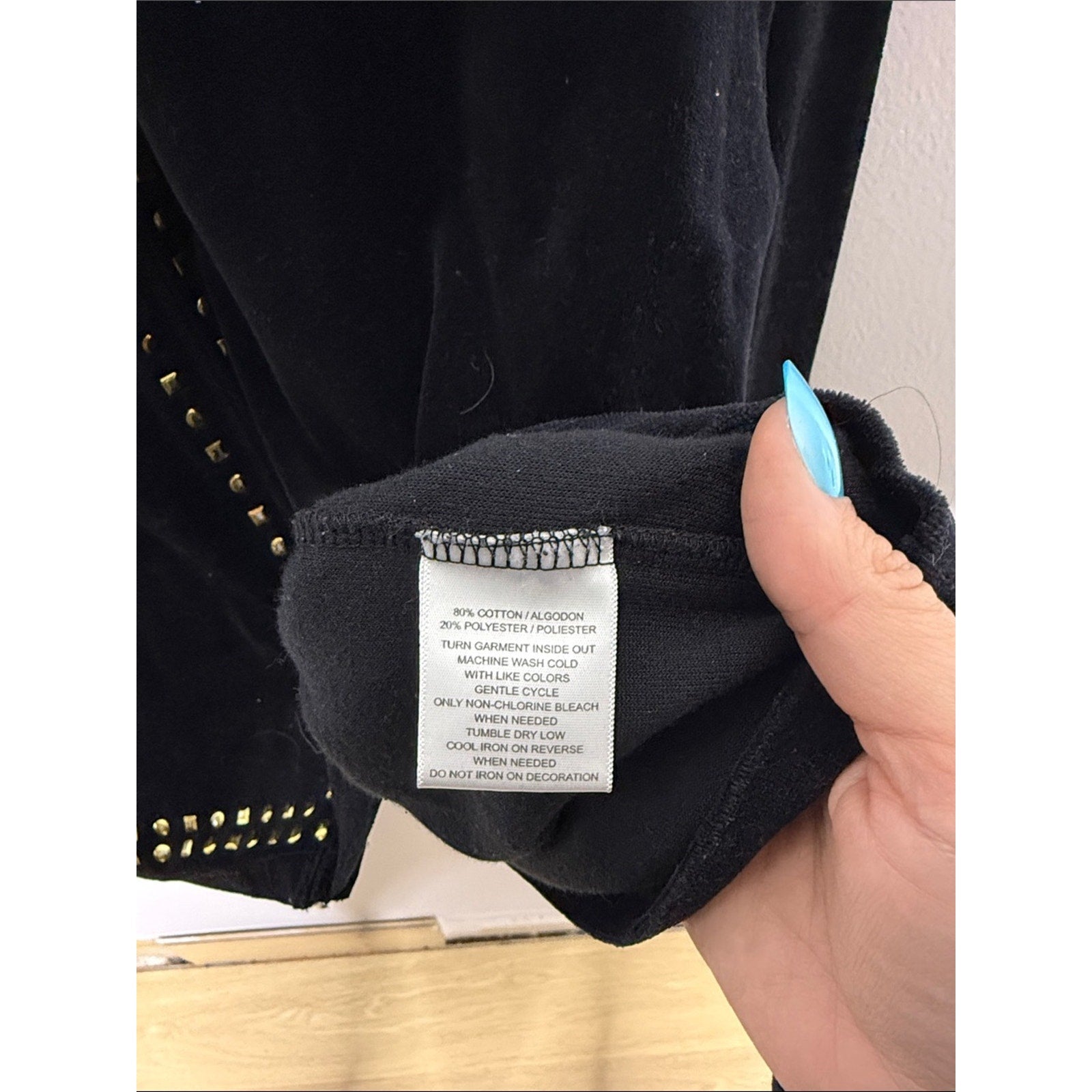 Sag Harbor Black Velvet Jacket with Gold Studs Size XL