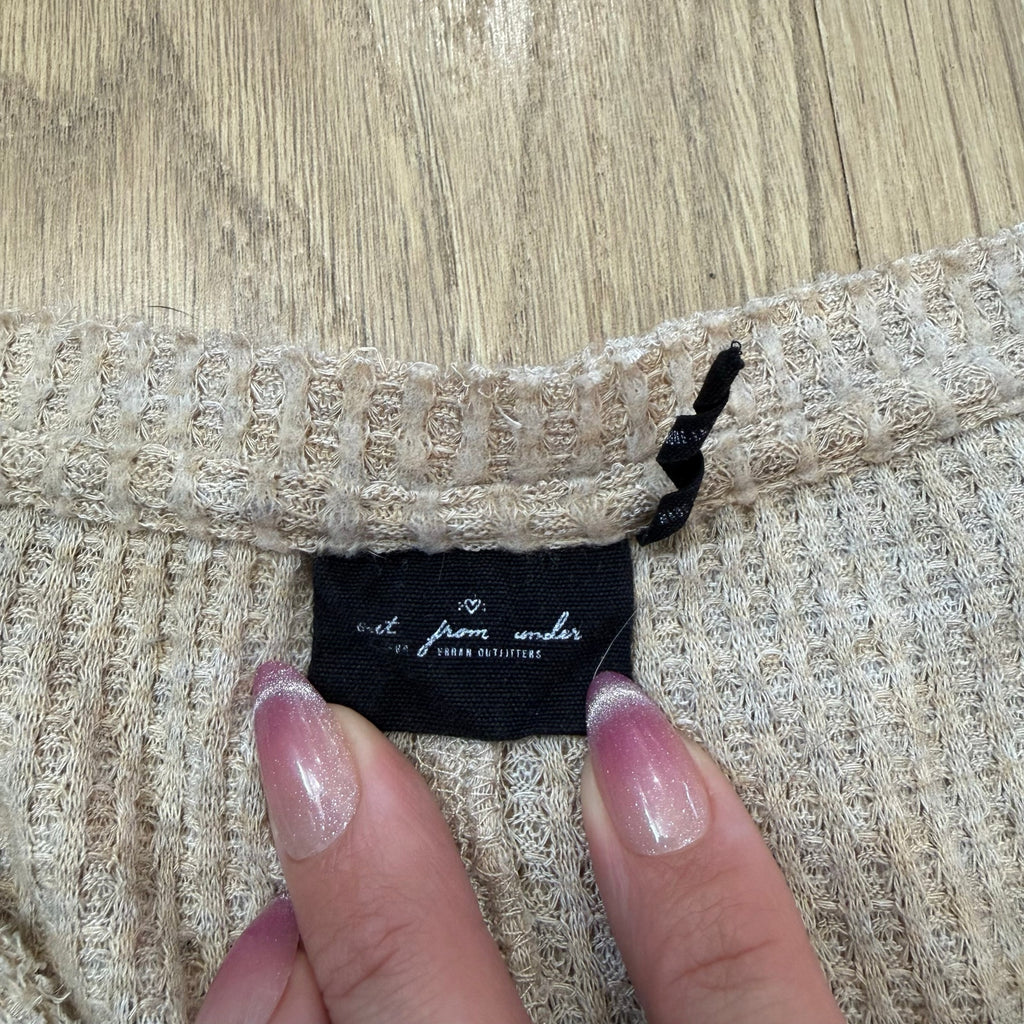 Out From Under Jojo Waffle Knit Tie-Front Thermal Top - Oatmeal Size Small