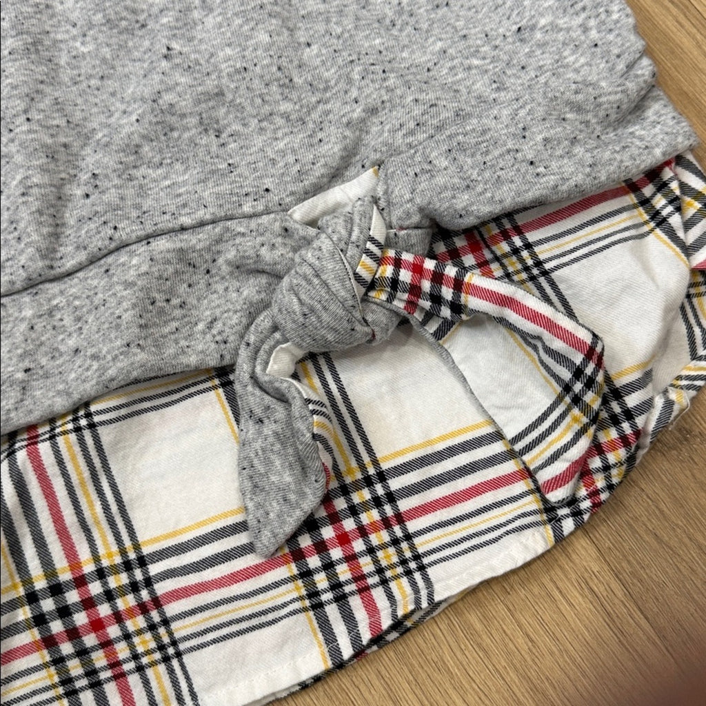 Izod Gray Speckled and Plaid Detail Layered Look Top Size Large