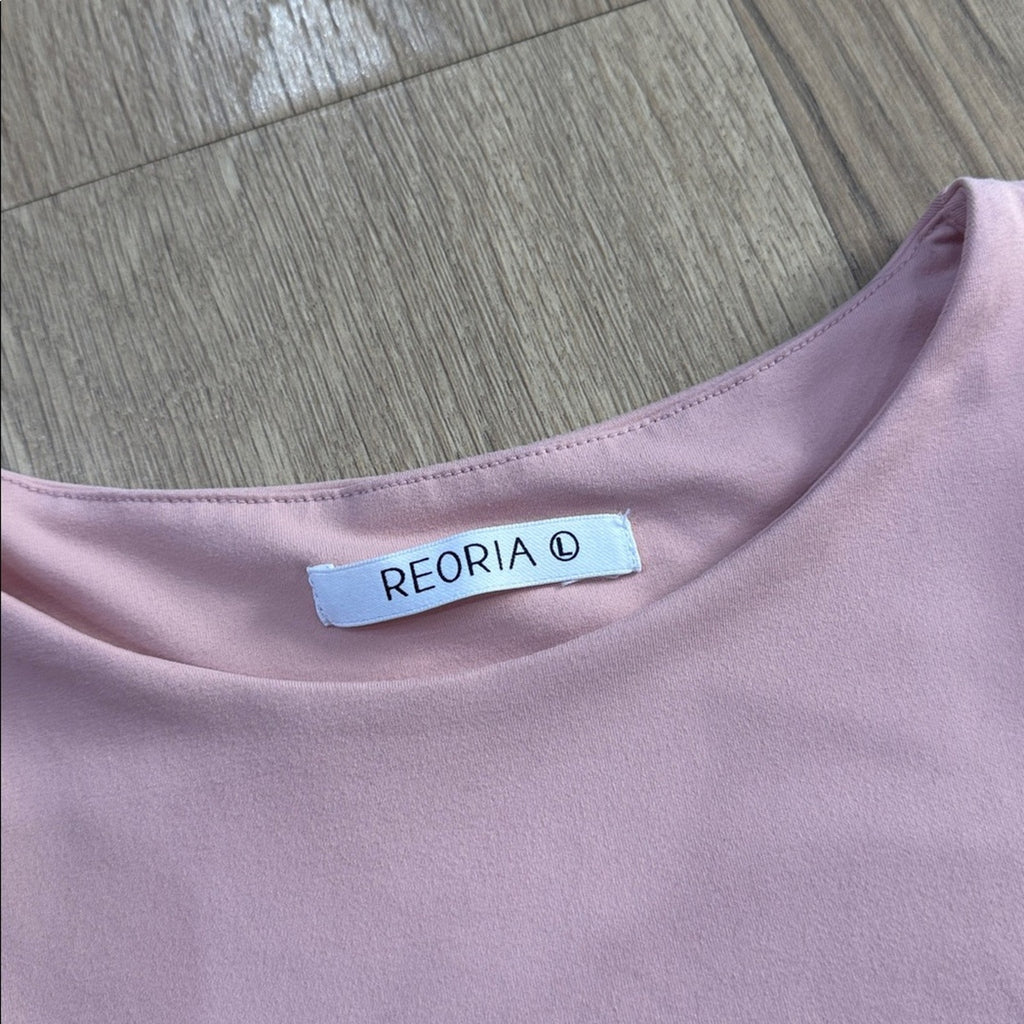 ReoRia Blush Pink Sleeveless High Neck Snap Bodysuit Size Large