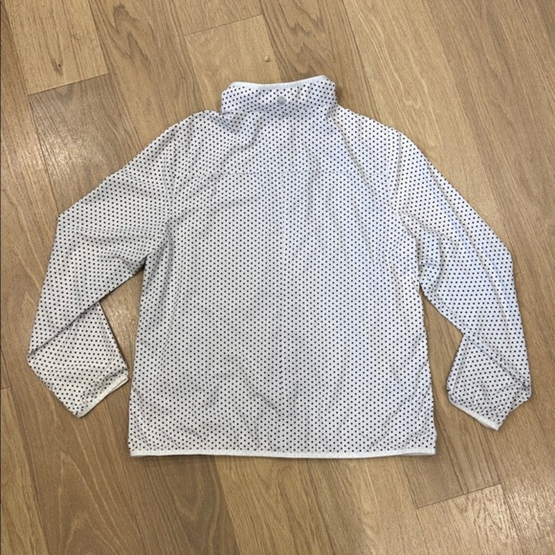 Talbots White Zip Front Lightweight Jacket with Black Polka Dots Size Large