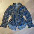 CLOTH & STONE Fray Leopard Hidden Button Front Collared Top Size Medium