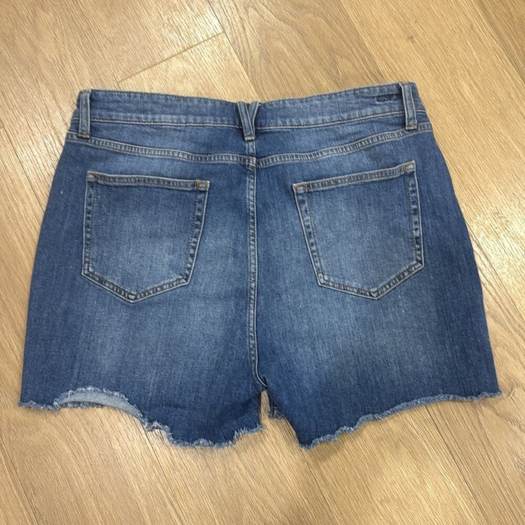 Vineyard Vines Blue Cotton Blend Raw Hem Denim Women's Shorts Size 32