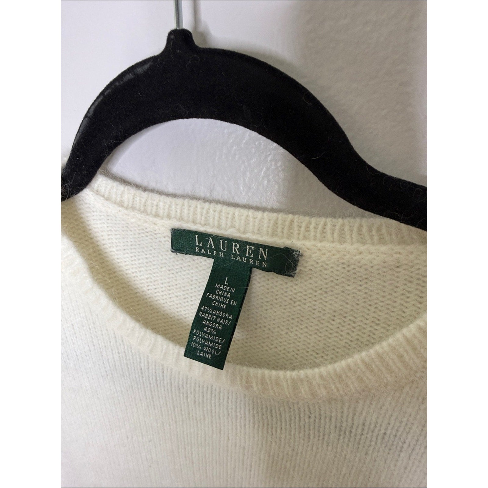 Lauren Ralph Lauren Ivory Short Sleeve Button-Shoulder Sweater Size Large