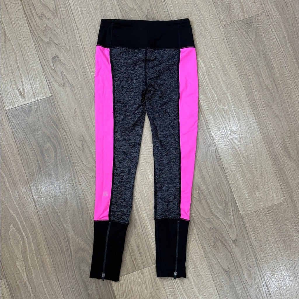 VSX Pink Gray and Black Athletic Zipper Hem Detail Leggings Size XS
