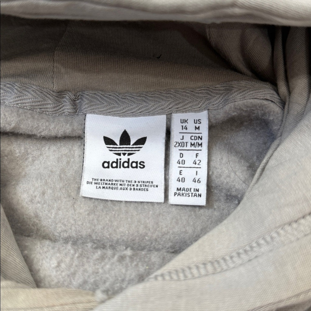Adidas Light Gray Cropped Hoodie Sparkle Detail Size Medium