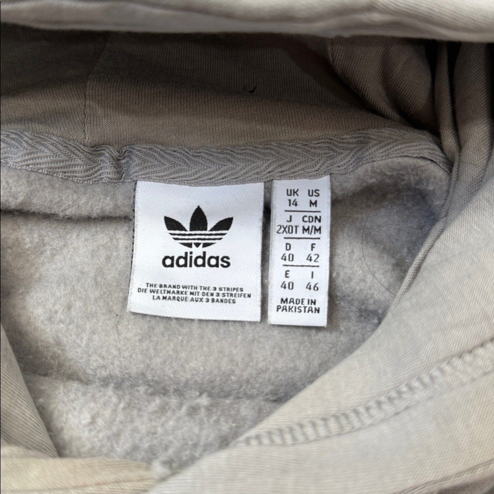 Adidas Light Gray Cropped Hoodie Sparkle Detail Size Medium