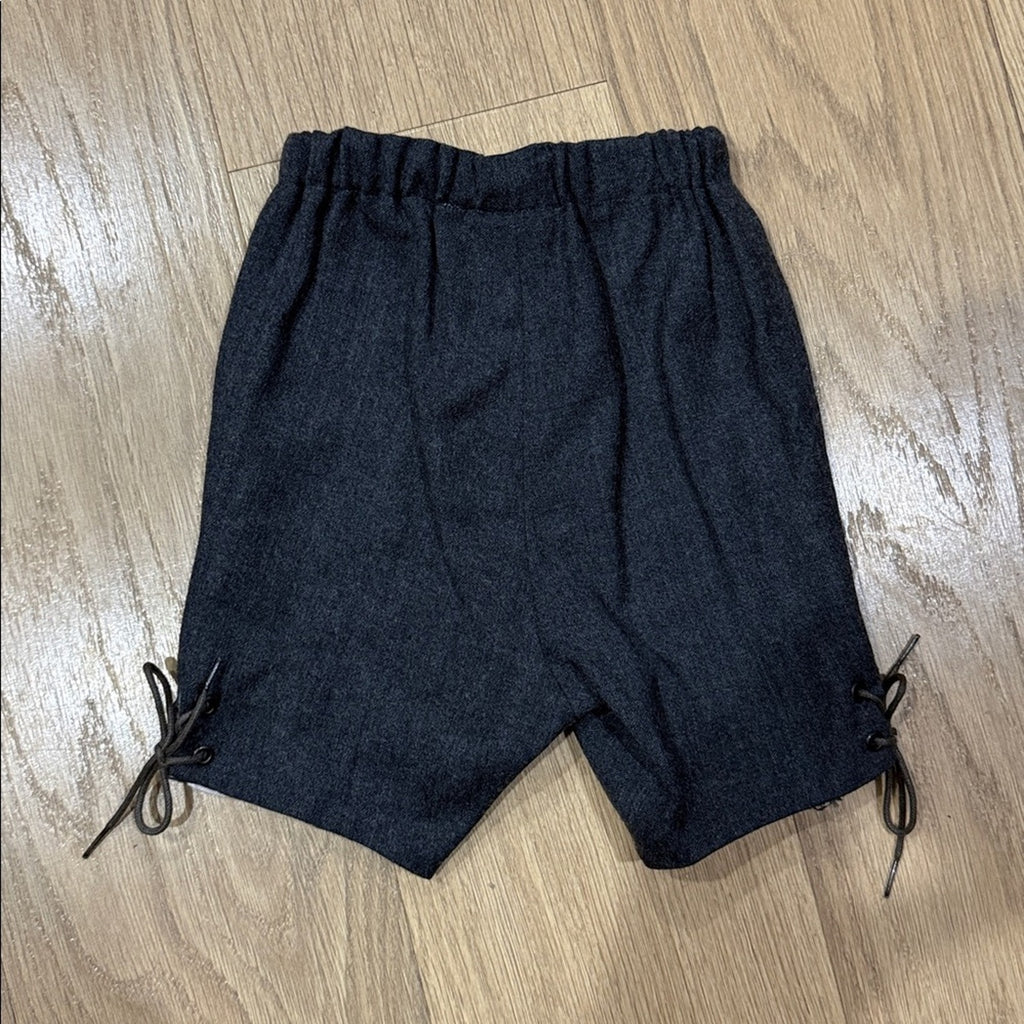 Bonpoint Charcoal Flat Front Shorts Tie Detail Size 6