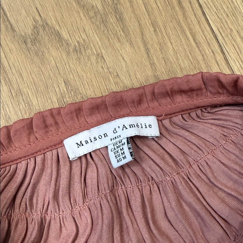 Maison D'Amelie Women's Mauve Ruffle Detail Boho Blouse Size Medium