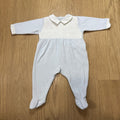 Tartine et Chocolat Baby Blue Velvet Smocked Long Sleeve Footie Collared One Piece Size 3 Months