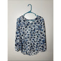 Liz Claiborne White and Blue Leopard Print Long Sleeve Top Size Small Petite
