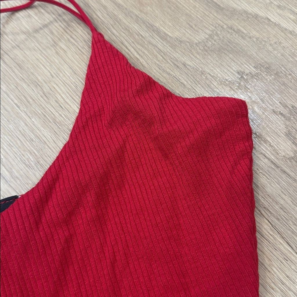 Windsor Vibrant Red Ribbed Mini Dress Size Small New!