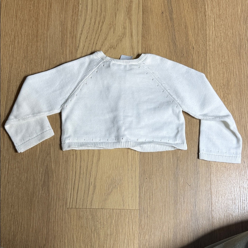 NWT Jacadi White Cropped Knit Cardigan Size 18 Months
