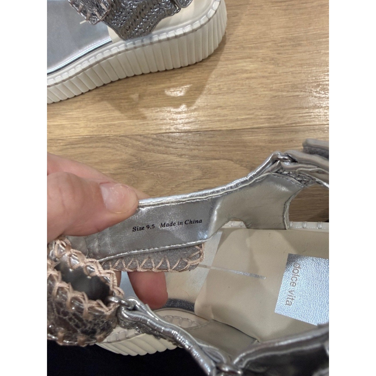 Dolce Vita Debra Metallic Silver Platform Sandals Size 9.5