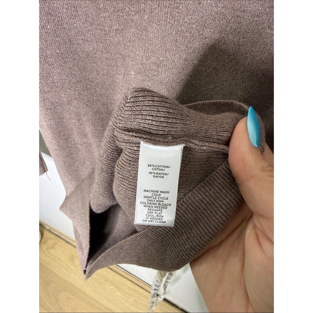 LOFT Taupe Ribbed Mock Neck Sweater Size Small