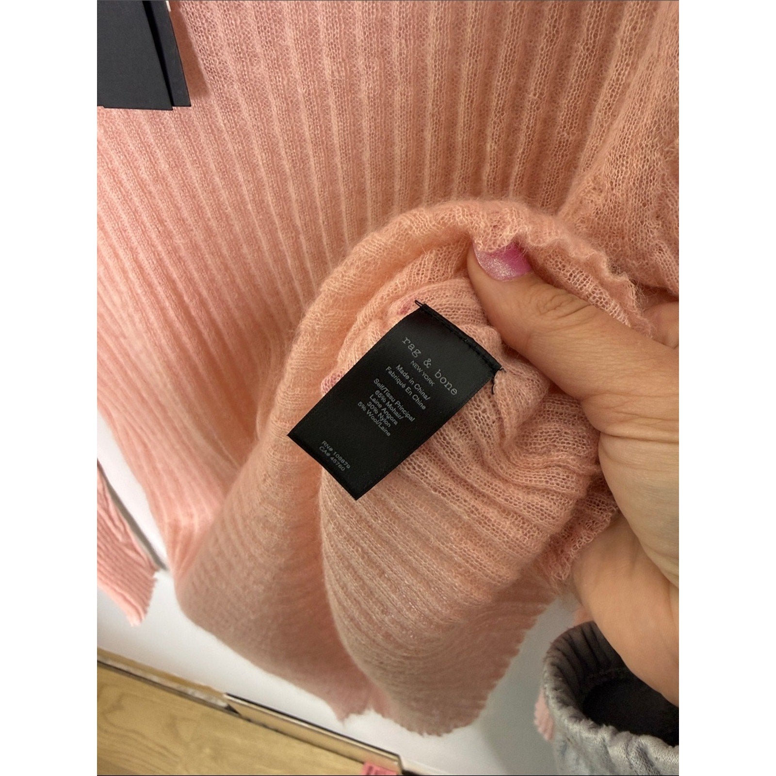 Rag & Bone Lightweight Peach Ribbed Sweater Size Small