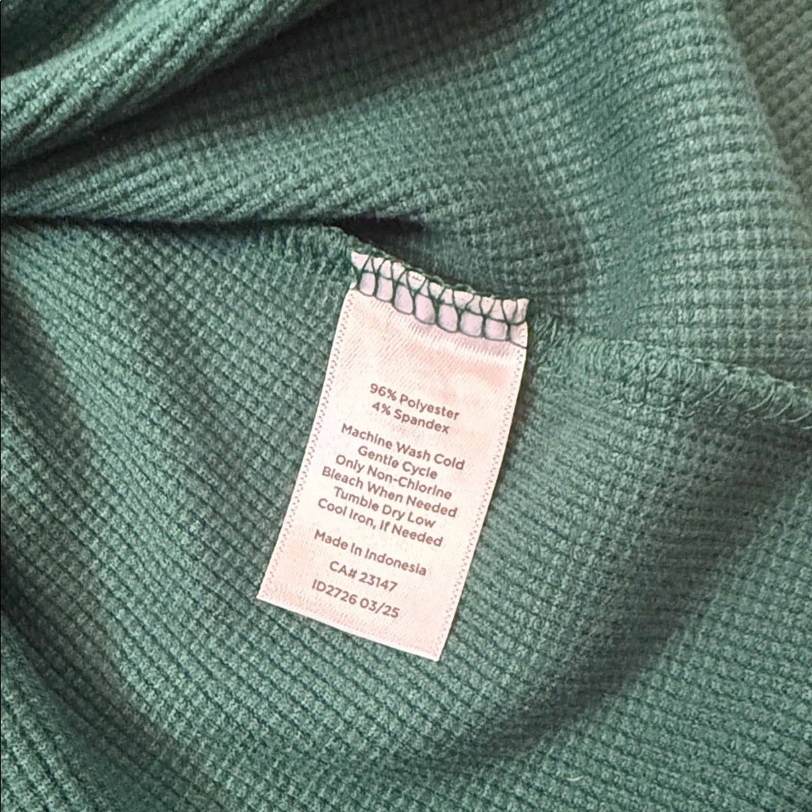 NWT Talbots Green Waffle Knit Cowl Neck Long Sleeve Top Size 1XL Petite