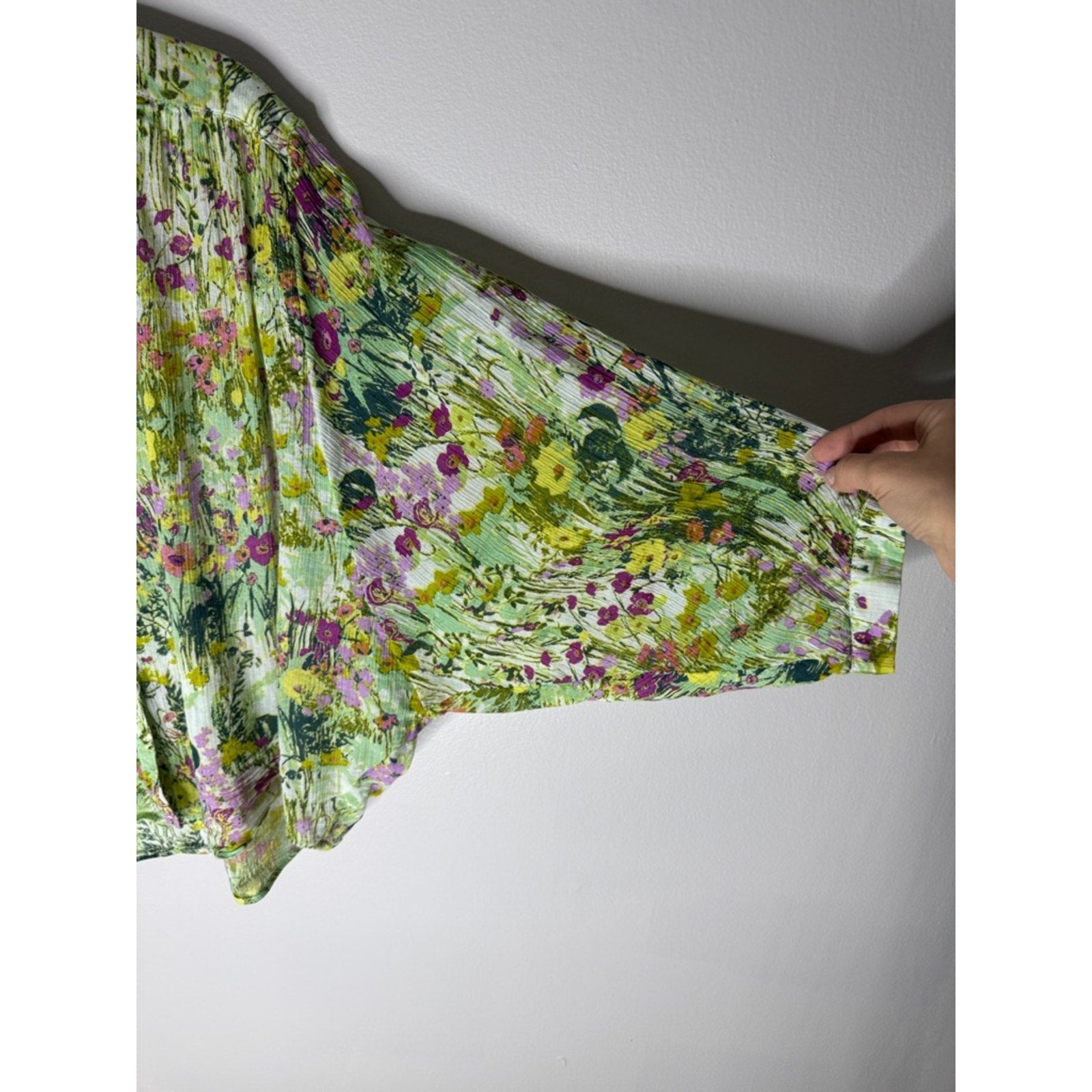 Pilcro Floral Button-Down Blouse - Green Multi Size Small