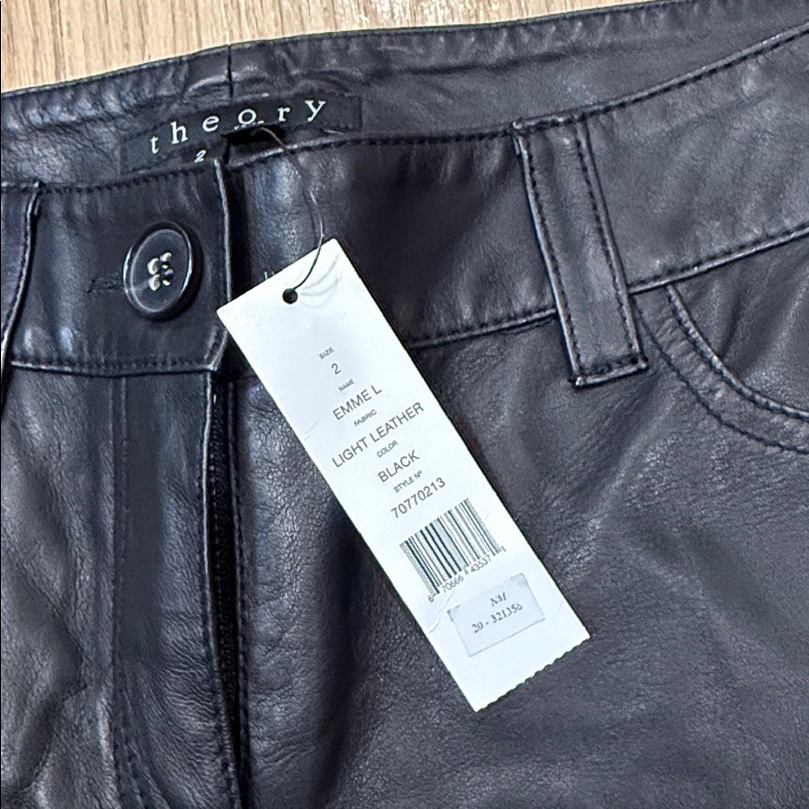 Theory Emme L Black Straight Leg Leather Low Rise Pants Size 2 NEW!