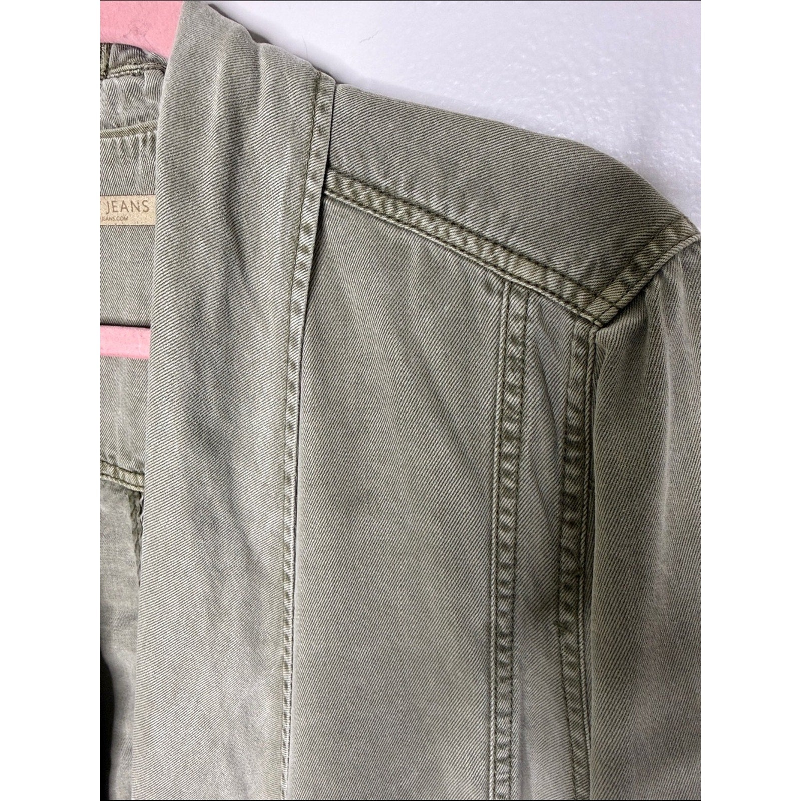 Max Jeans Olive Green Open-Front Utility Jean Jacket Size XL