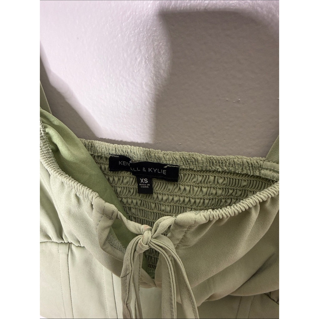 Kendall & Kylie Sage Green Tie-Front Crop Top Size XS