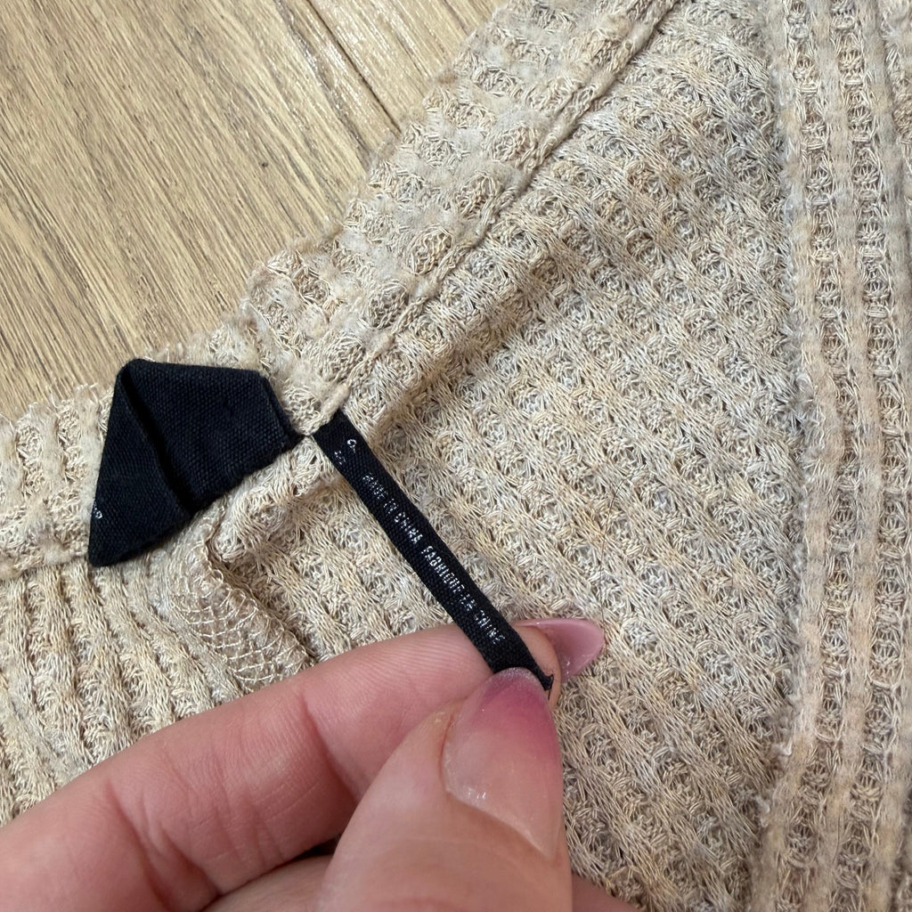 Out From Under Jojo Waffle Knit Tie-Front Thermal Top - Oatmeal Size Small