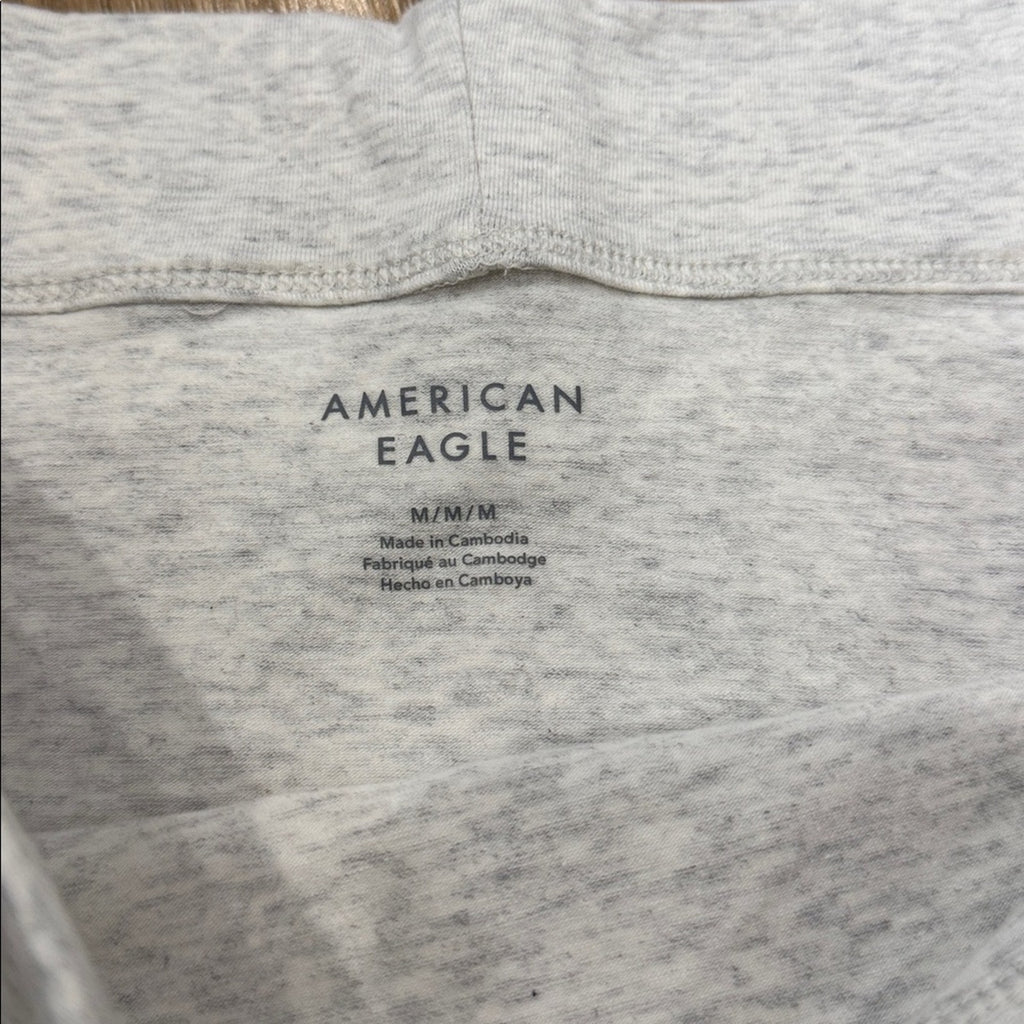 American Eagle Outfitters Heather Gray Off Shoulder Short Sleeve Top Medium