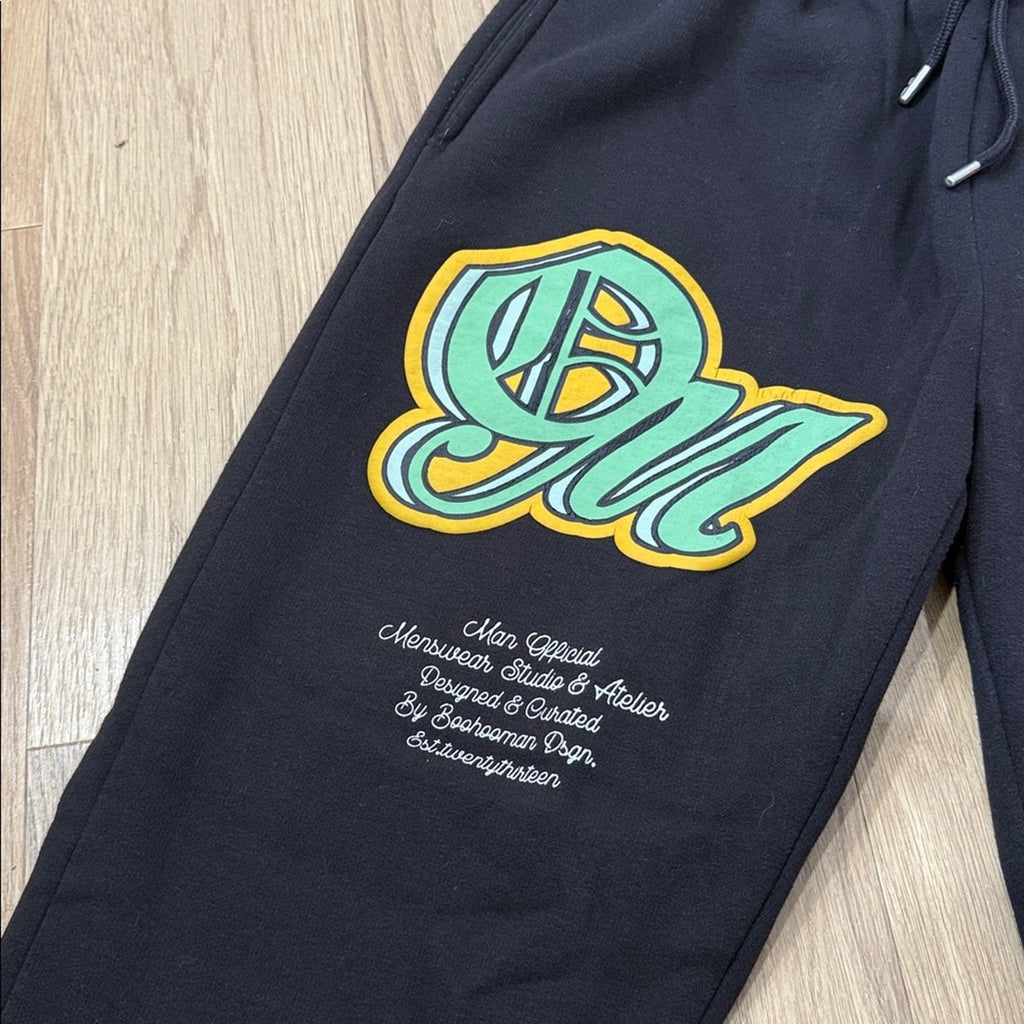 Boohoo Man Vented Hem Sweatpants with Colorful Lettering Size Medium