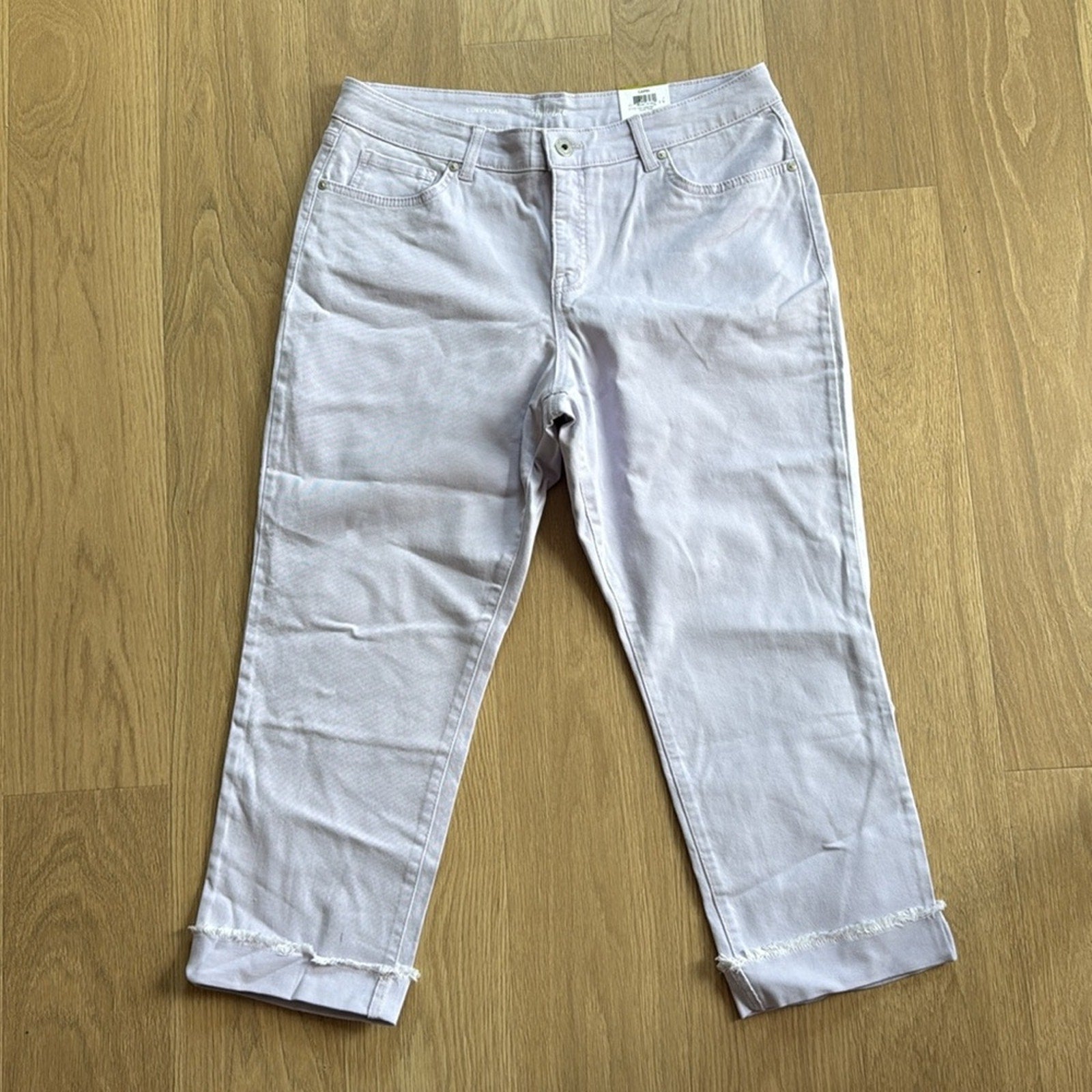 Style & Co Lavender Mid Rise Slimming Pocket in Lilac Fog Cropped Pants Size 14
