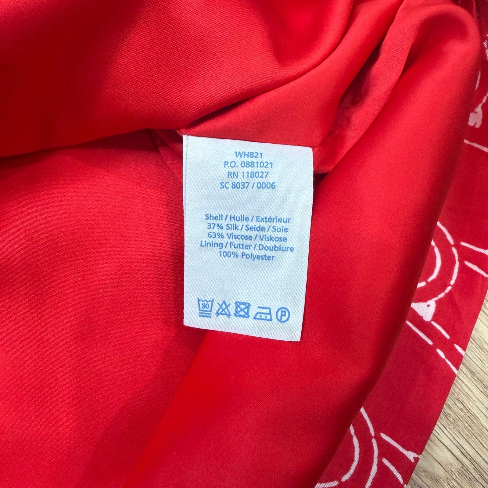 Boden Ingrid Red and White Patterned Silk Blend Shift Dress Size 8 Regular