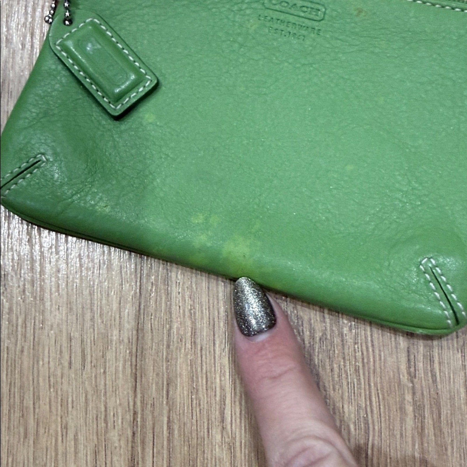 Coach Vibrant Green Leather Wristlet