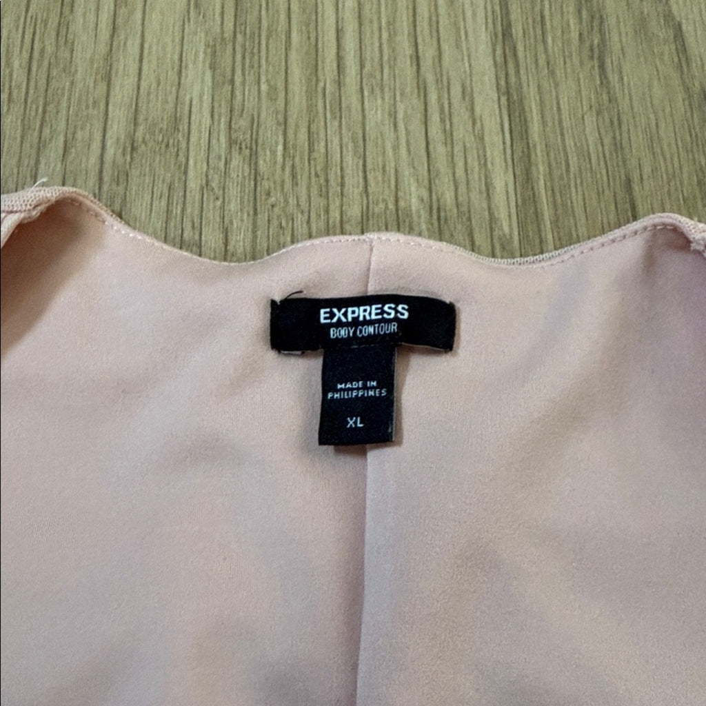 Express Body Contour Light Pink Ruched Long Sleeve Blouse Size XL
