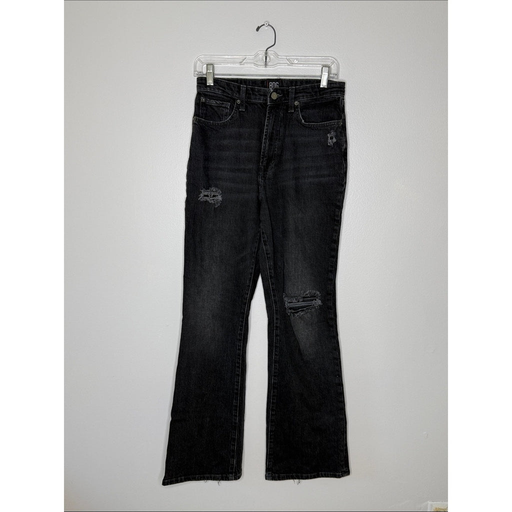 BDG Black High-Rise Flare Jeans with Distressed Details Size 28